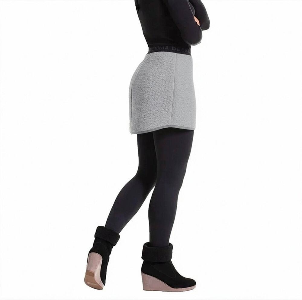 Tonia Debellis Light Grey Ski Mini Skirt Medium